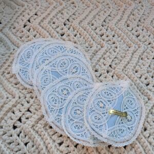Vintage Handmade Brugge Lace Doilies Set of 6 Belgium Granny Chic Cottage Core